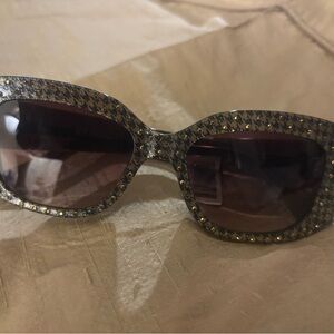 Kurt Geiger Gold Crystal Frame Sunglasses with Brown Lenses